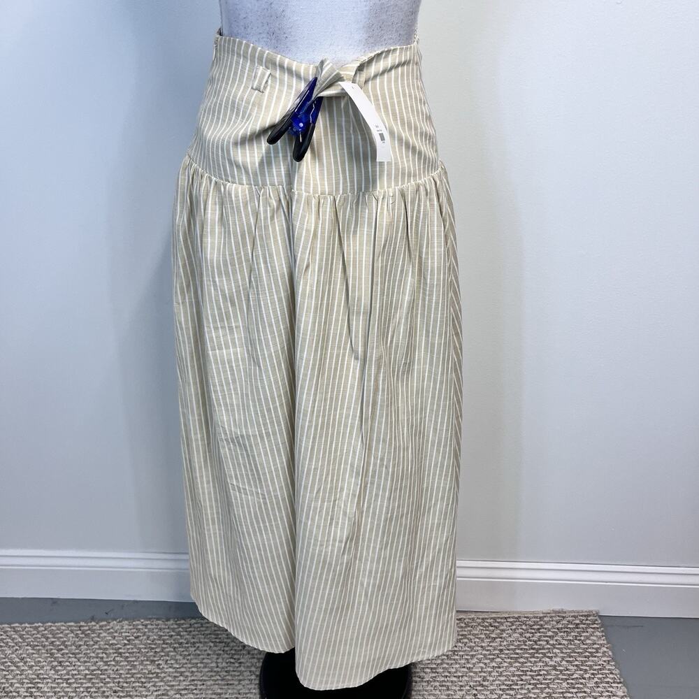 Moon River Luminary Skirt sz Medium White Khaki Striped Long Pockets Boho Modest - Picture 9 of 10